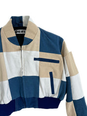 VESTE EN JEAN PATCHWORK.