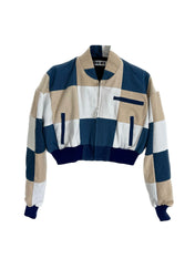 VESTE EN JEAN PATCHWORK.