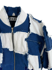 VESTE EN JEAN PATCHWORK.