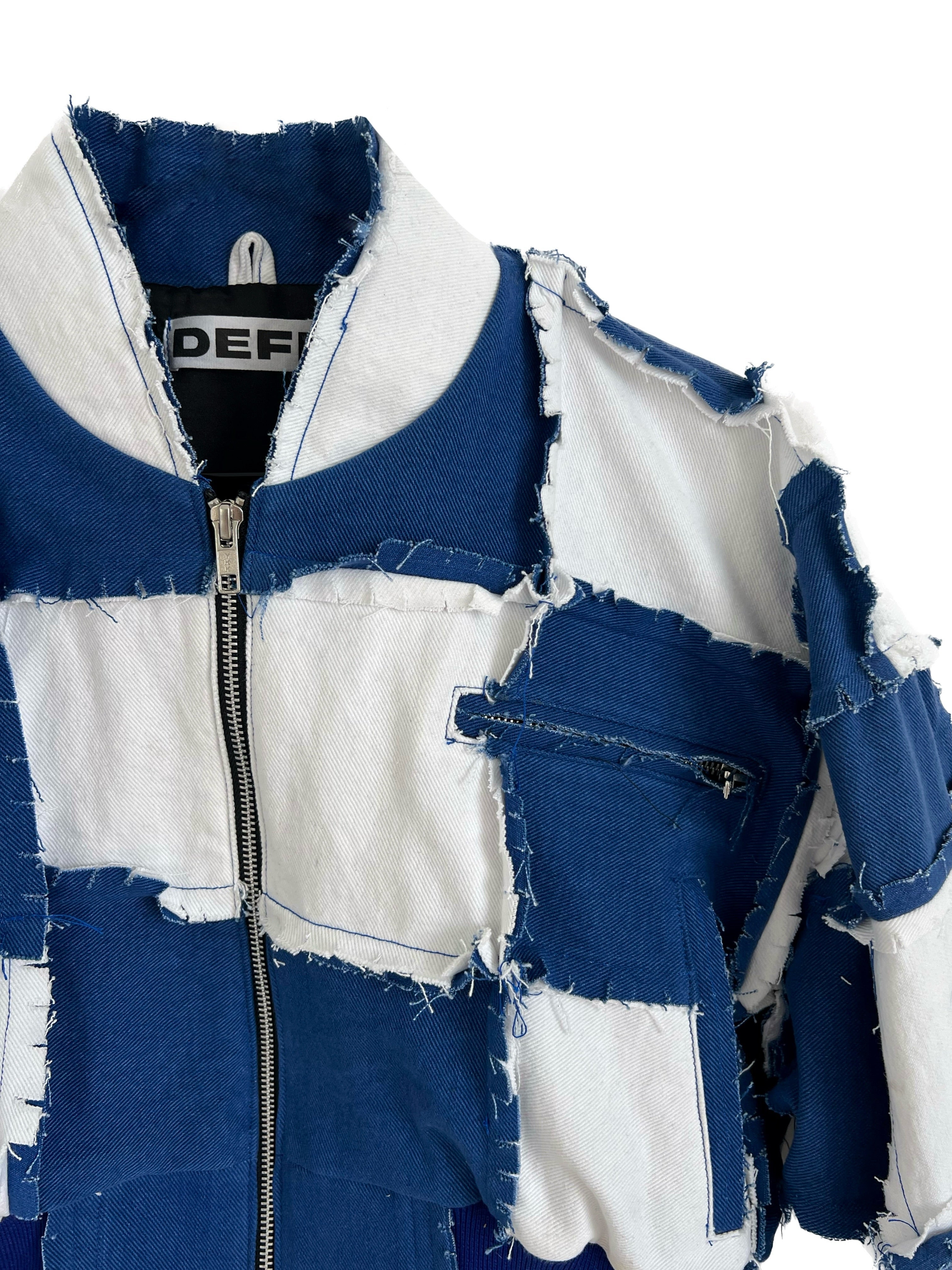 VESTE EN JEAN PATCHWORK.