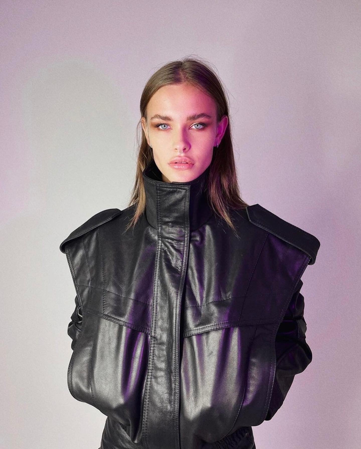 Leather jacket shldr