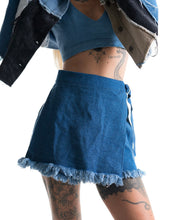 DENIM SHORT SKIRT.