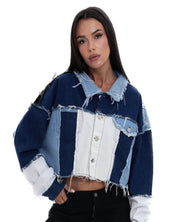 DENIM PATCHWORK JACKET.