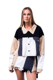 DENIM PATCHWORK JACKET.