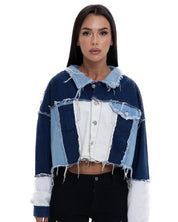 DENIM PATCHWORK JACKET.