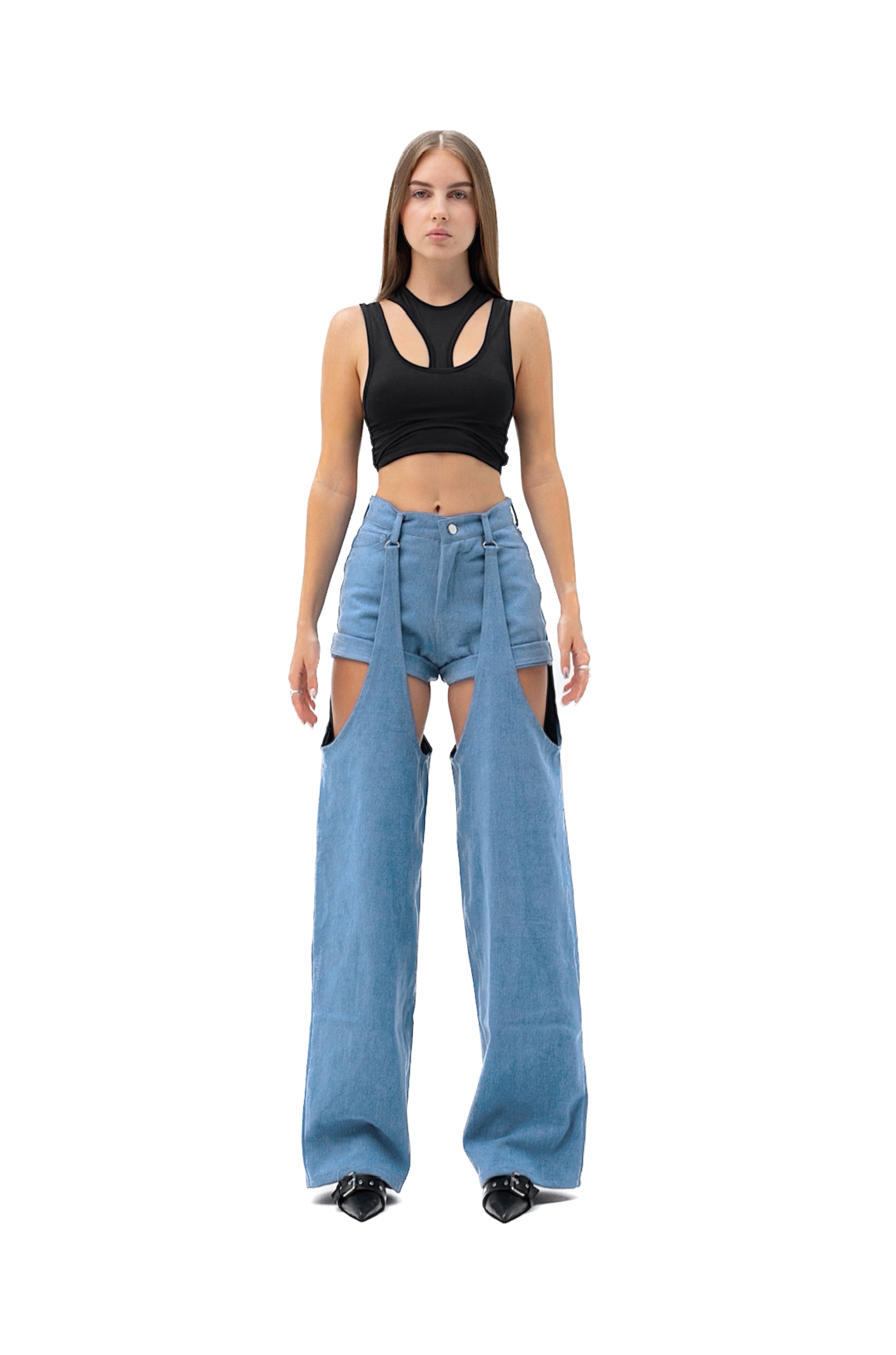 DENIM SHORT PANTS.